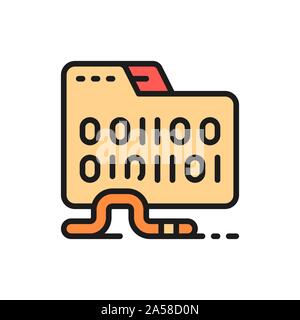Folder virus, computer worm flat color line icon. Stock Vector