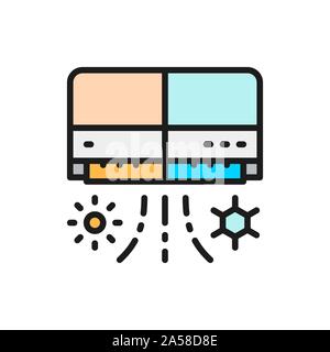 Vector air conditioner flat color line icon. Stock Vector
