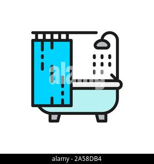 Bathtub flat color line icon. Isolated on white background Stock Vector