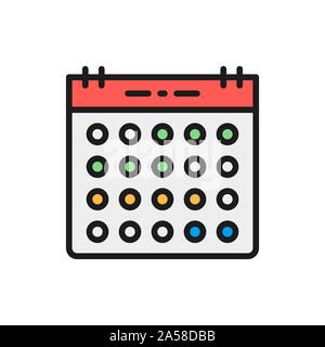 Calendar flat color line icon. Isolated on white background Stock Vector