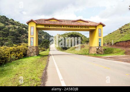 Pórtico da cidade, Portico city, Cambará do Sul, Rio Grande do Sul, Brazil. Stock Photo