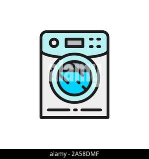 Washing machine, washer flat color line icon. Stock Vector
