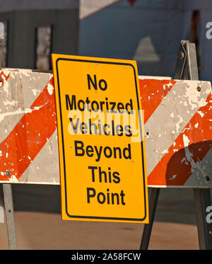 No Motorized Vehicles Beyond This Point Stock Photo