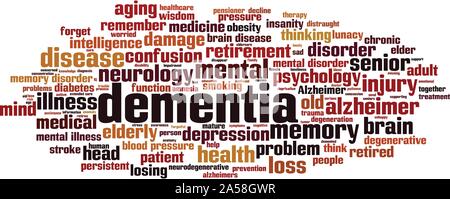 Dementia word cloud concept. Collage made of words about dementia ...