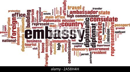 Embassy word cloud concept. Collage made of words about embassy. Vector ...