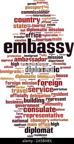 Embassy word cloud concept. Collage made of words about embassy. Vector ...