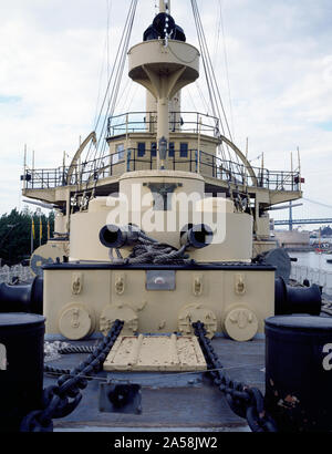 USS Olympia, docked at the Independence Seaport Museum at Penn's Landing, Philadelphia, Pennsylvania Stock Photo