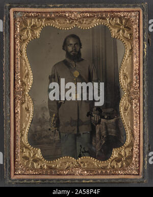 Unidentified African American soldier in Union uniform with wife and ...
