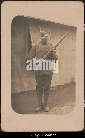 Unidentified African American soldier in Union uniform and gloves with ...