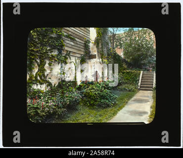 Unidentified city garden, probably New York, New York. Stairway Stock