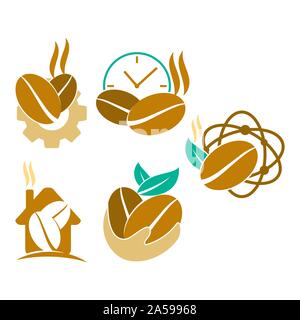 Coffee Logo Template Vector Icon Illustration Design Set Stock Vector