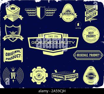 Set of vintage labels on the black. Collection 1 Stock Vector