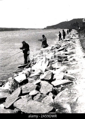 Men Fishing Cape Cod Canal June 1945 Stock Photo - Alamy