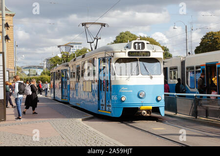 Gothenburg, Sweden - September 2, 2019: Tram of class M29 in service on line 11 in the city center. Stock Photo