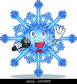 Singing snowflake isolated with in the mascot Stock Vector