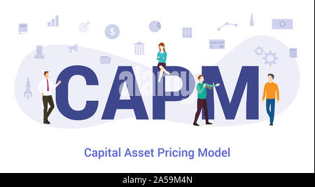 capm capital asset pricing model concept with big word or text and team people with modern flat style - vector illustration Stock Photo