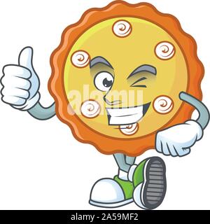 Thumbs up sweet apple pie with fruit fresh. Stock Vector