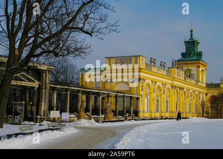 Warsaw, Poland - January 5, 2011:  Winter view of Museum of King Jan III's (Wilanow or Wilanowski) Palace  in snow. Stock Photo