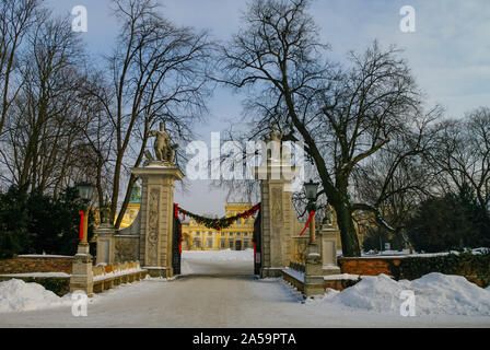 Warsaw, Poland - January 5, 2011:  Winter view of Museum of King Jan III's (Wilanow or Wilanowski) Palace  in snow. Wilanow. Stock Photo