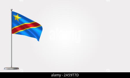 Chad 3D waving flag illustration on Flagpole. Perfect for background with space on the right side. Stock Photo