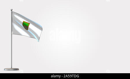 Gipuzkoa 3D waving flag illustration on Flagpole. Perfect for background with space on the right side. Stock Photo