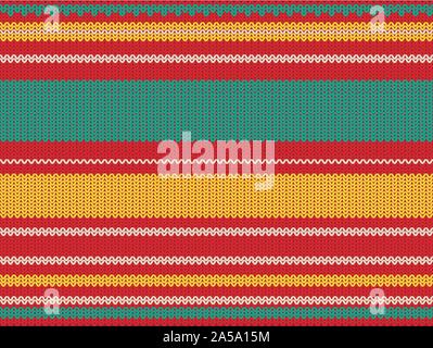 Decorative colorful striped knitted background, simple sweater pattern. Stock Vector