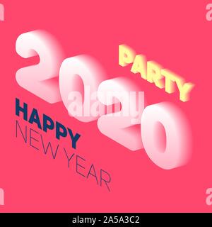New year in flat style. 3d vector isometric illustration. Happy new year 2020 banner design. Management icon. Vector Stock Vector