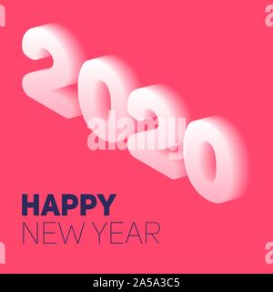 New year in flat style. 3d vector isometric illustration. Happy new year 2020 banner design. Management icon. Vector Stock Vector