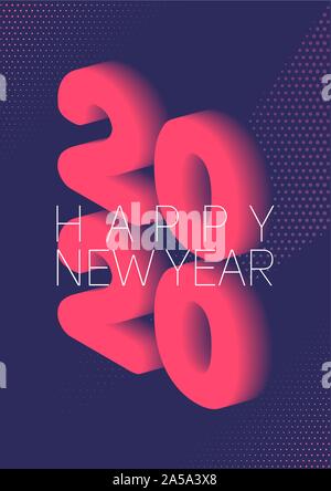 New year in flat style. 3d vector isometric illustration. Happy new year 2020 banner design. Management icon. Vector illustration. Stock Vector