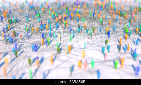 3d render people crowd connected Stock Photo