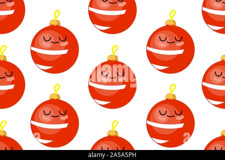 Seamless christmas pattern. Cute characters New Year. Christmas decorations. Balls.. Stock Vector