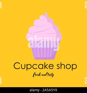 Cupcake Sweet desserts. Muffin with cream. Purple.. Stock Vector