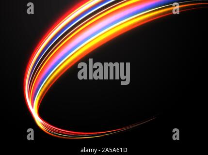 Abstract color speed light curve on black design modern futuristic technology background vector illustration. Stock Vector
