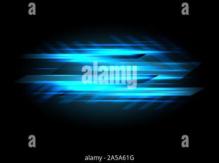 Abstract blue light data speed power on black design modern futuristic technology background vector illustration. Stock Vector