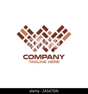 Modern logo letter W and wall. Vector illustration. Stock Vector