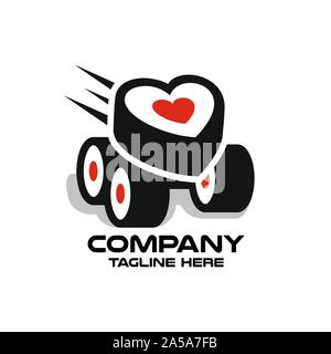 Modern logo sushi and seafood delivery. Vector illustration. Stock Vector