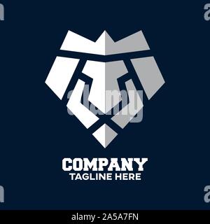 Modern logo luxury lion head and diamond. Vector illustration. Stock Vector