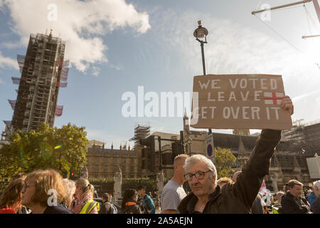 Westminster, London. 19th Oct, 2019. Scenes at Parliament Square before the remain rally takes place. Thousands of protestors are expected on the marc through London to demand the public is given a final say on Brexit, calling for a vote on any EU withdrawal deal. Penelope Barritt/Alamy Live News Stock Photo