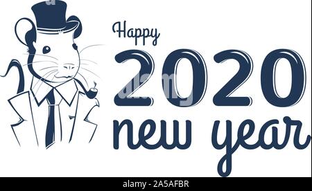 Chinese Zodiac Sign Year of Rat. Chinese New Year 2020 year of the rat. Stock Vector