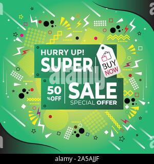 Sale banner template design, super sale special offer. Vector illustration. Stock Vector