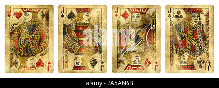 Four Jacks Playing Cards - isolated on white Stock Photo