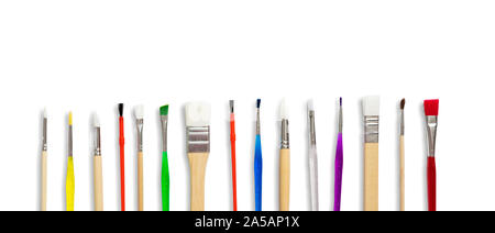 Paintbrushes variety new clean  isolated against white background, banner