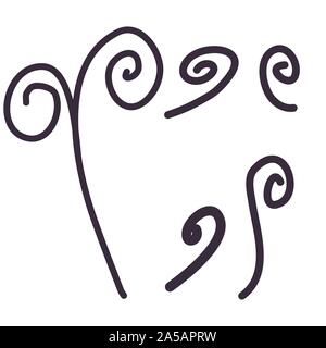 Hand drawn line doodle curl set in vintage style. Vector black graphic design element. Stock Vector