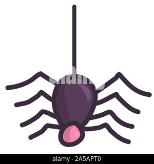 Line art set with black spider illustration on white background. Flat vector art. Stock Vector