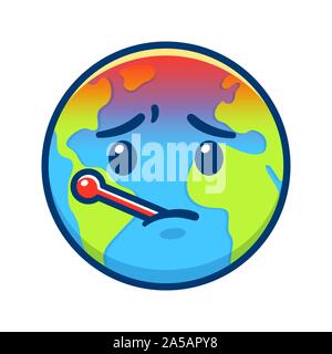 Cartoon Earth with thermometer having fever. Global warming and climate  change drawing. Environment and ecology vector clip art illustration Stock  Vector Image & Art - Alamy