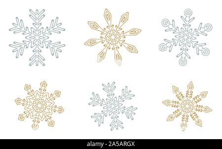set of different snowflakes isolated on white background vector illustration EPS10 Stock Vector