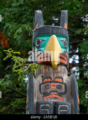 First Nation totem pole in Stanley Park, Vancouver, British Columbia, Canada Stock Photo