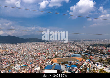 Aerial view of tiny houses in Kathmandu, the capital city of Nepal. Stock Photo