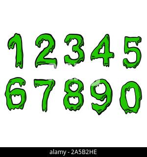 Green slime font number. Vector for Halloween design Stock Vector