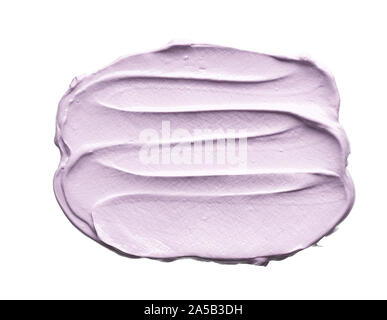 Gently purple texture and strokes of a facial cleansing mask or acrylic paint isolated on a white background Stock Photo